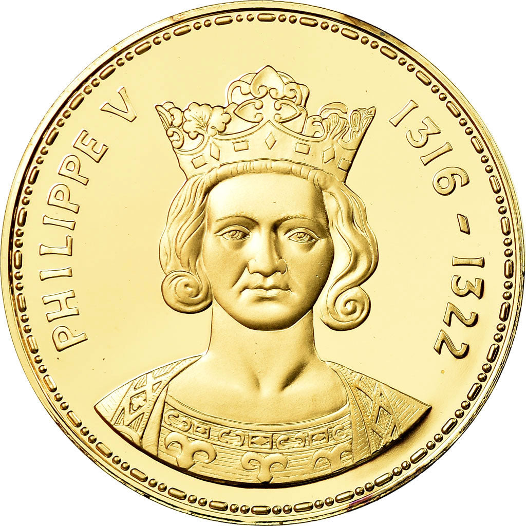 França, Medal, Les Rois de France, Philippe V, História, MS(65-70), Vermeil