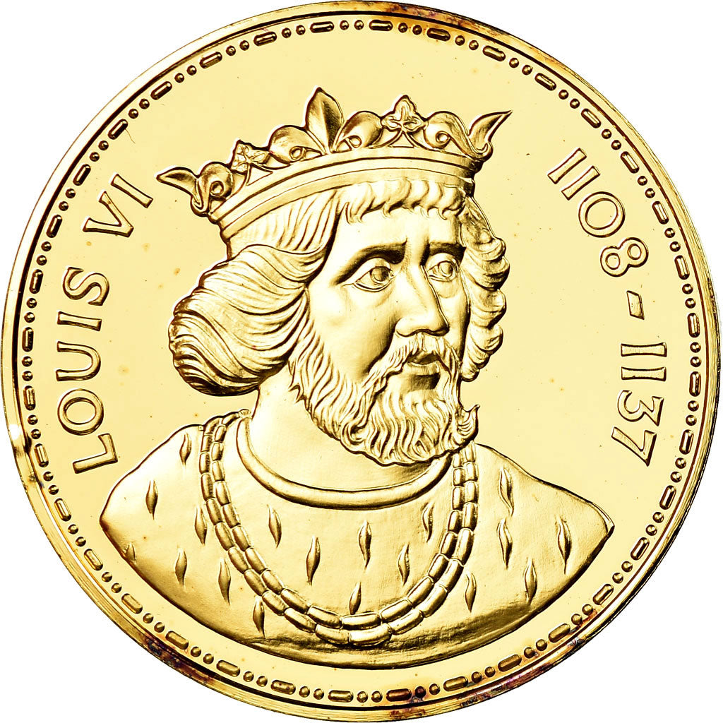 França, Medal, Les Rois de France, Louis VI, História, MS(65-70), Vermeil