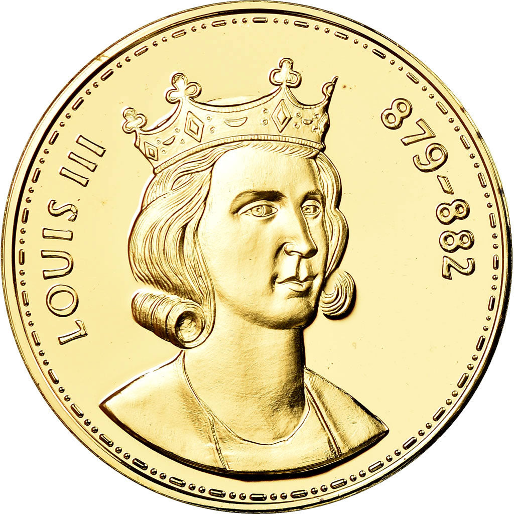 France, Medal, Les Rois de France, Louis III, History, MS(65-70), Vermeil