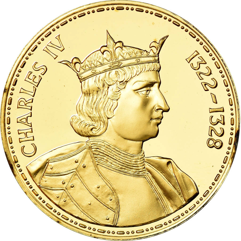Francja, Medal, Les Rois de France, Charles IV, Historia, MS(65-70), Vermeil