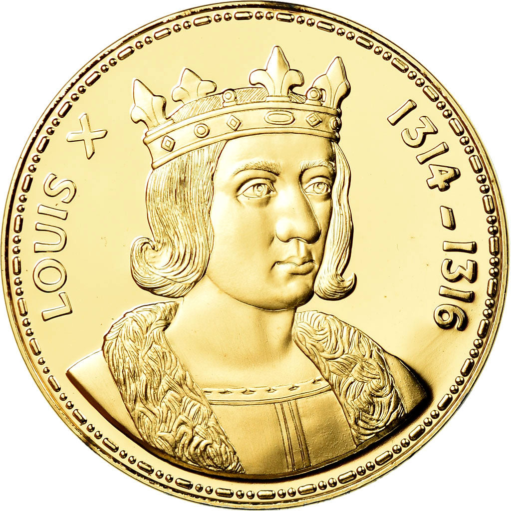 France, Medal, Les Rois de France, Louis X, History, MS(65-70), Vermeil