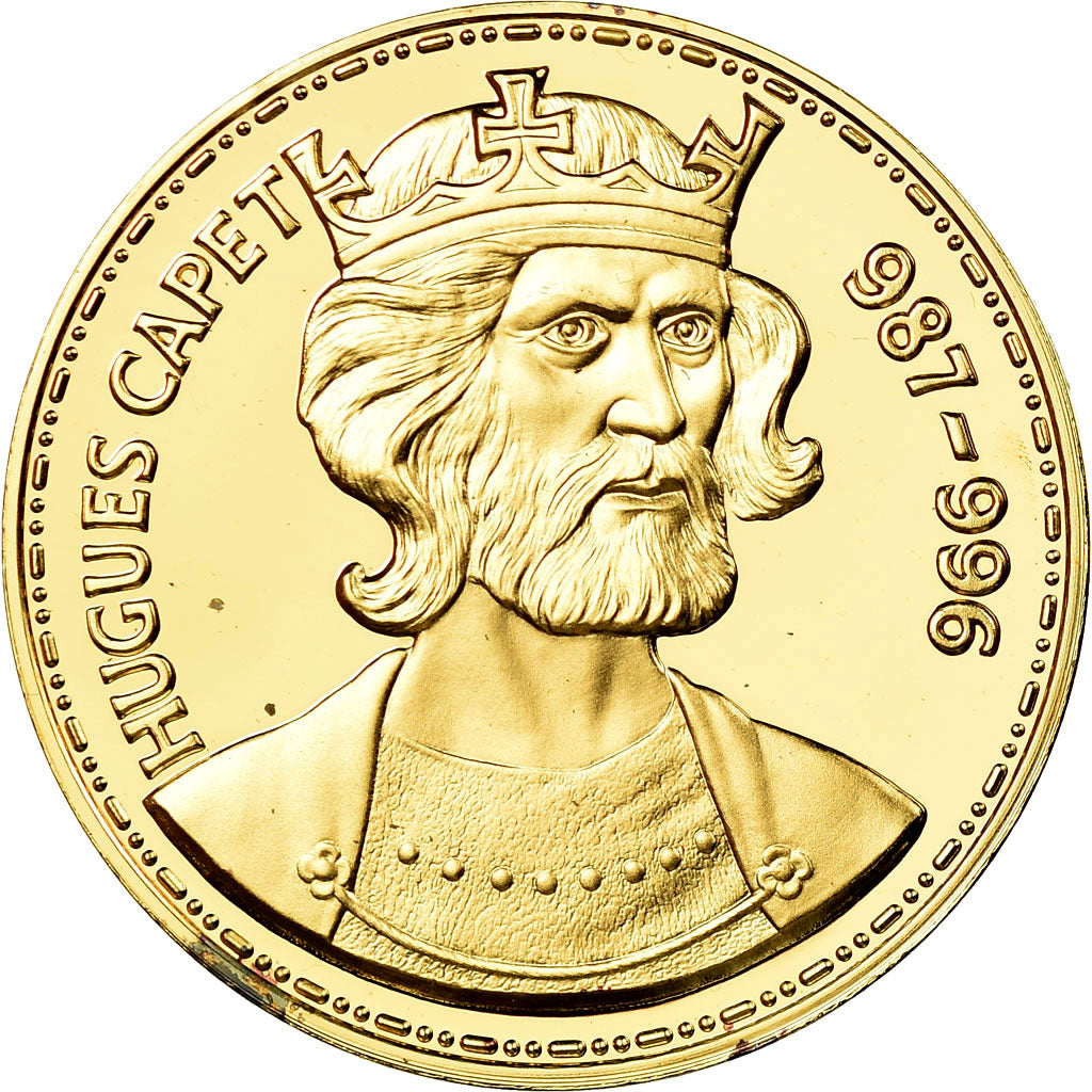 França, Medal, Les Rois de France, Hugues Capet, História, MS(65-70), Vermeil