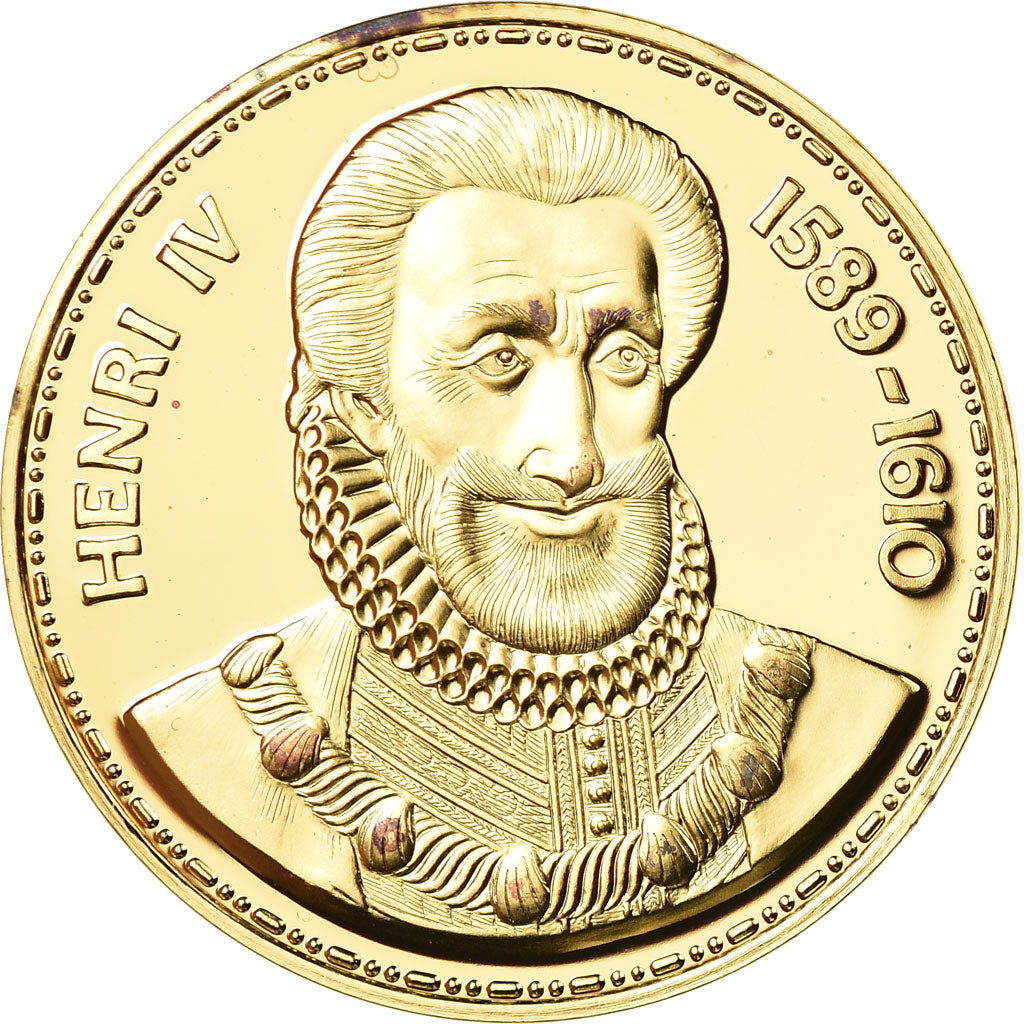 França, Medal, Les Rois de France,  Henri IV, História, MS(65-70), Vermeil