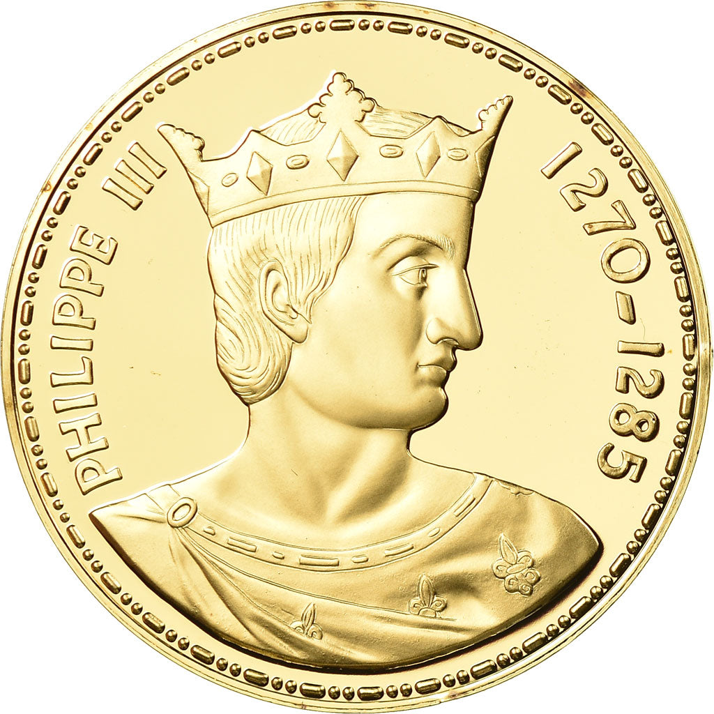 Frankrijk, Medaille, Les Rois de France, Philippe III, History, FDC, Vermeil