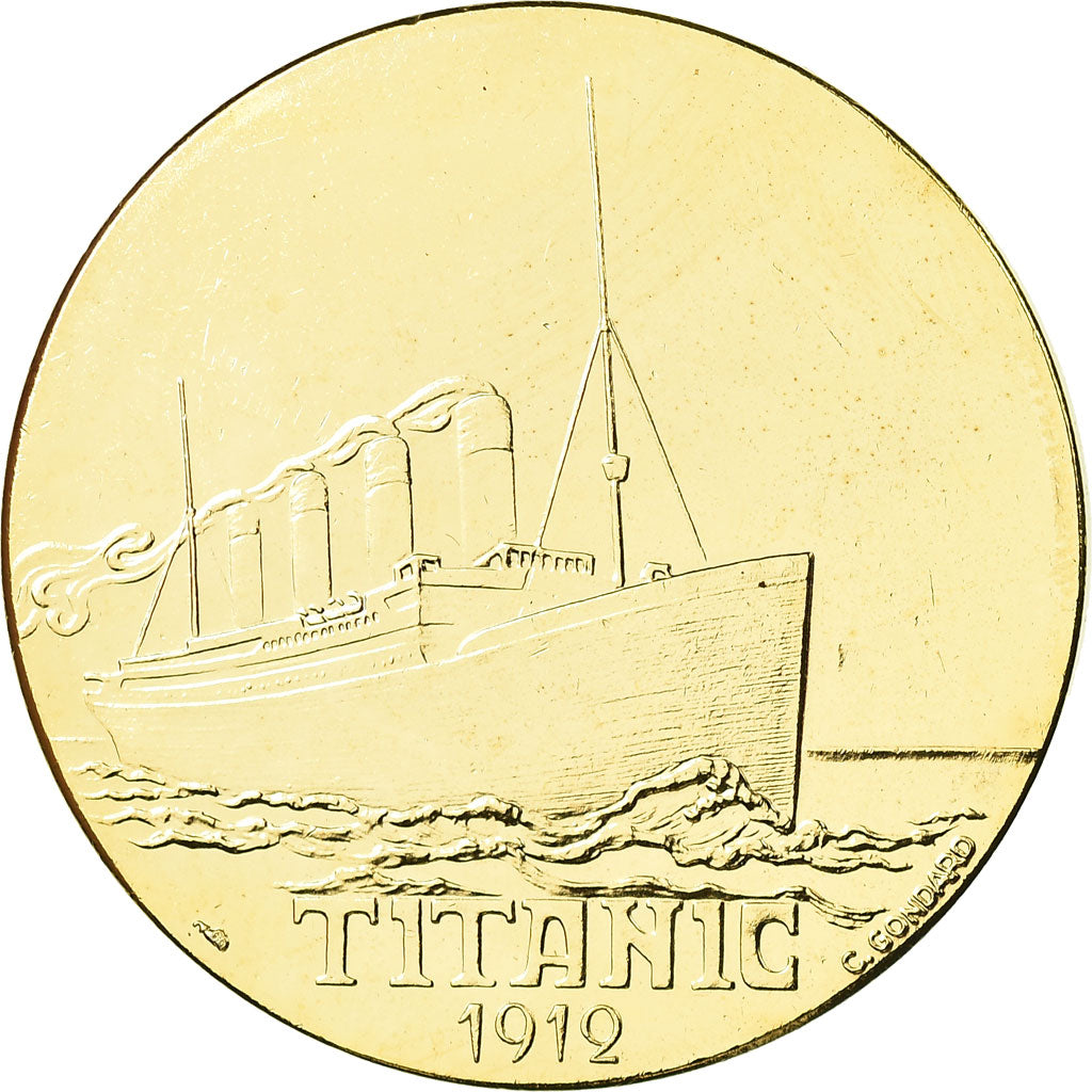 France, Medal, Les Grands Transatlantiques, Titanic, C. Gondard, MS(65-70), Gilt