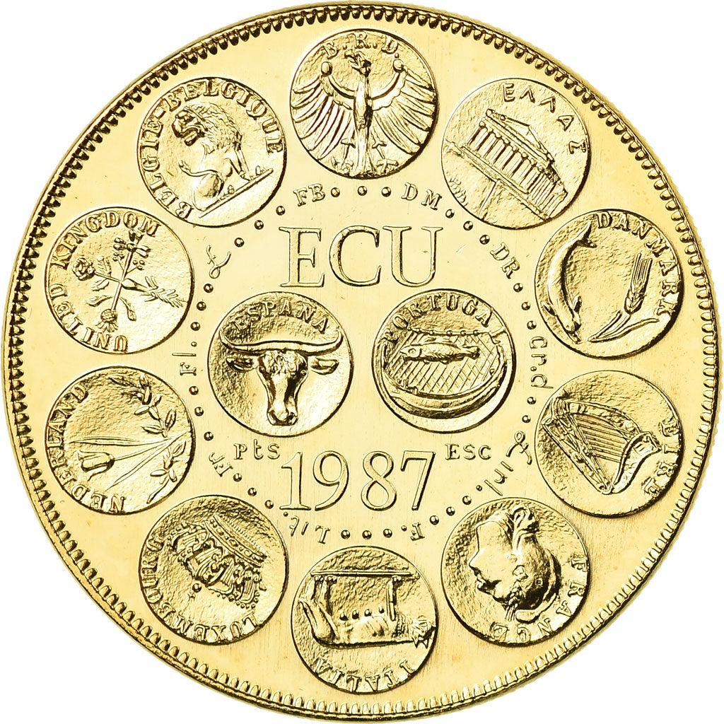 France, Medal, Ecu Europa, Marianne, 1987, Rodier, MS(65-70), Copper-Nickel Gilt