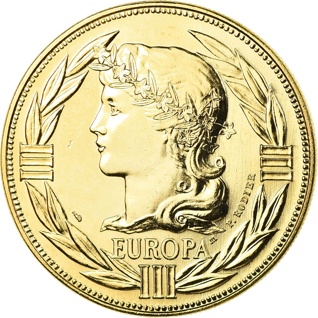 France, Medal, Ecu Europa, Marianne, 1987, Rodier, MS(65-70), Copper-Nickel Gilt