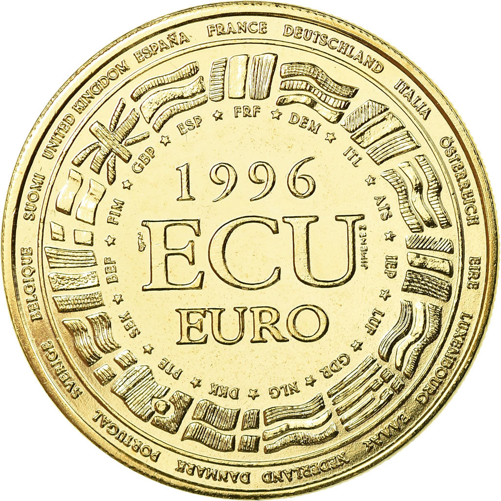 France, Medal, Ecu Europa, 1996, MS(65-70), Copper-Nickel Gilt