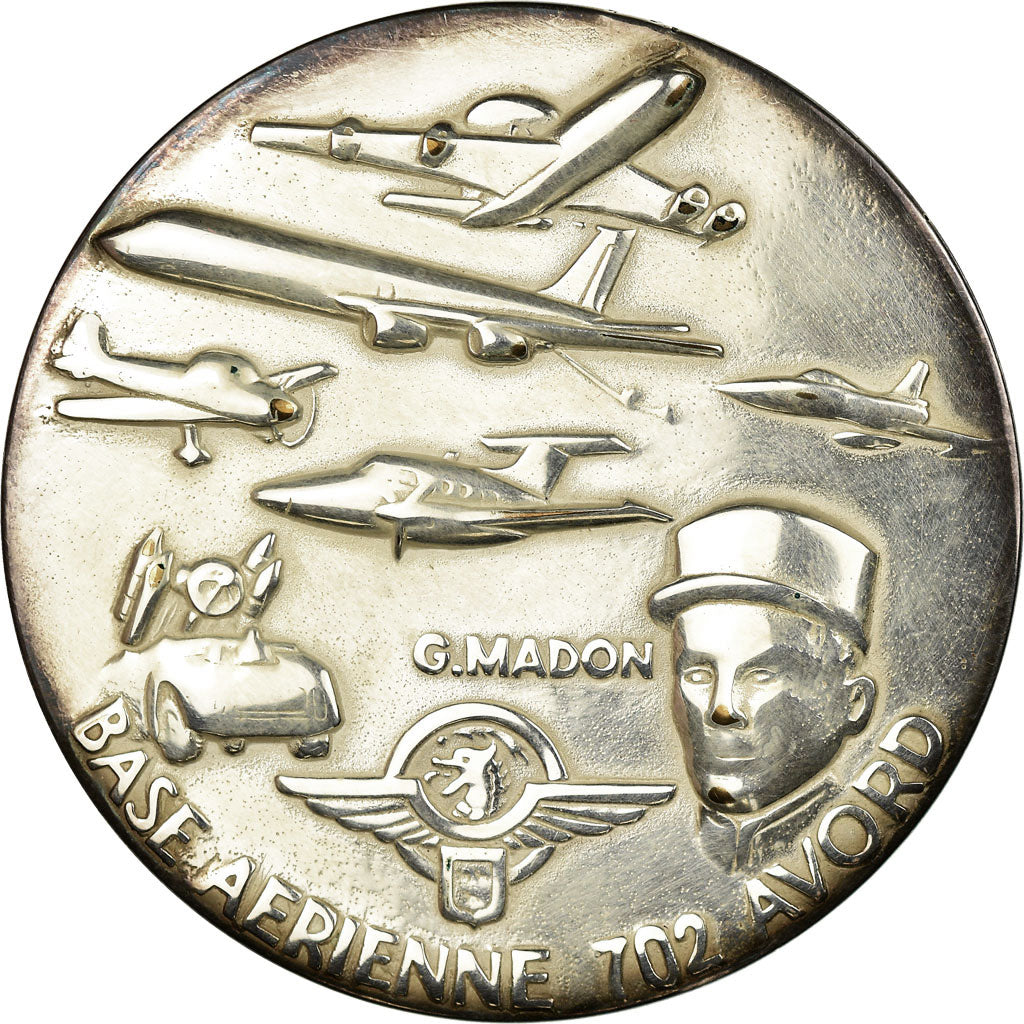 France, Médaille, G.Madon, Base Aérienne 702 Avord, Aviation, SUP+, Silvered