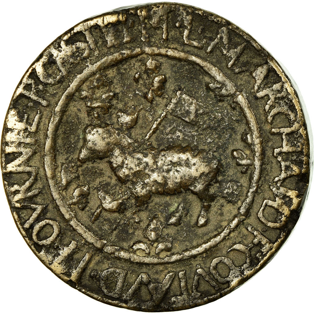 Francja, Medal, Carcassonne, Poids de Ville, Une Livre, 1667, EF(40-45), Bronze