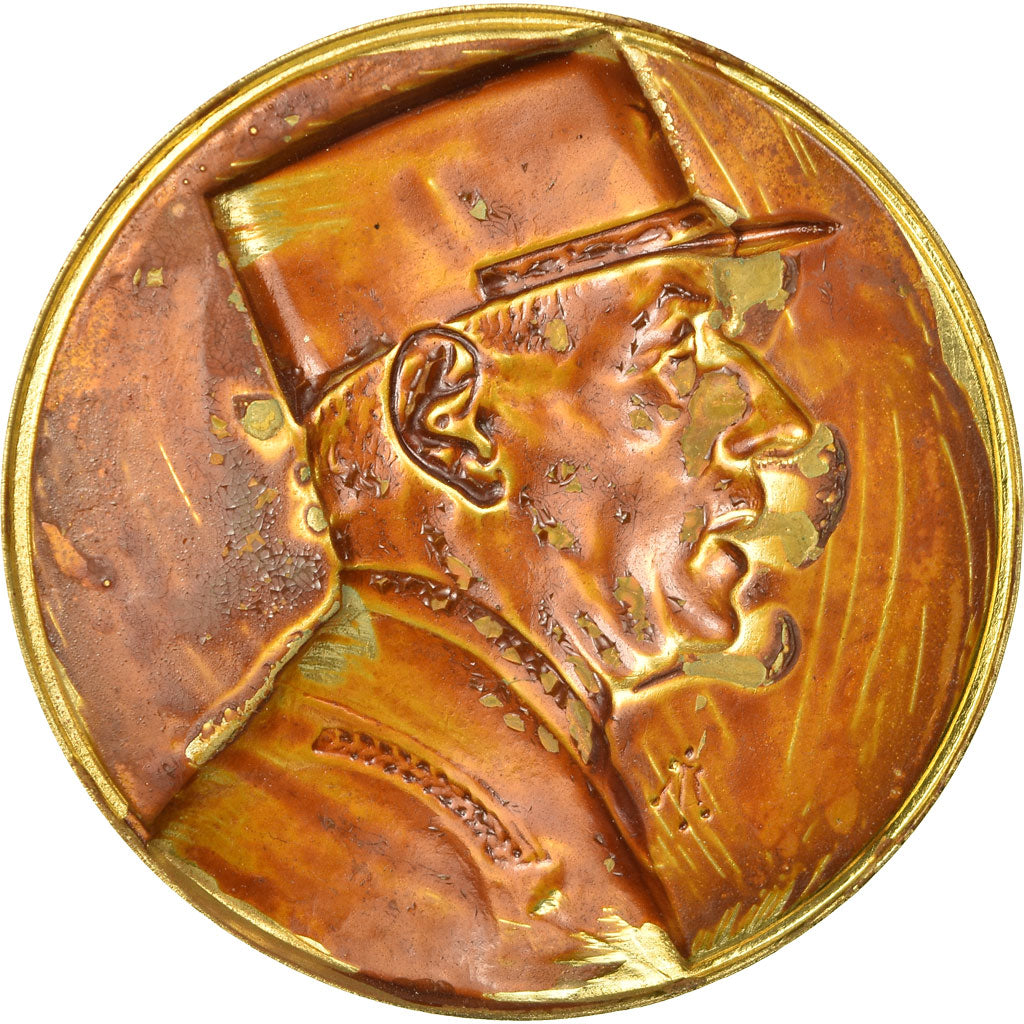France, Medal, Uniface, De Gaulle, MS(60-62), Gilt Bronze