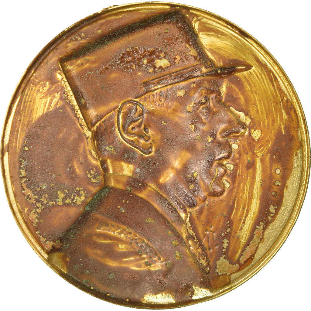 Francja, Medal, Uniface, De Gaulle, Undated, AU(55-58), Pokryty brązem