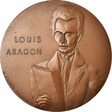 France, Médaille, Louis Aragon, Arts & Culture, 1982, Delaunay, SUP, Bronze