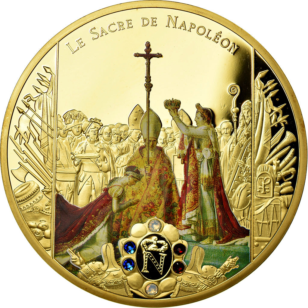 France, Médaille, Le sacre de Napoléon Ier par Pie VII, FDC, Copper Gilt
