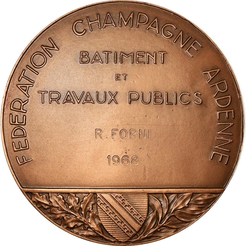 Francja, Medal, Bâtiments et Travaux Publics, Champagne Ardenne, 1968, Berton