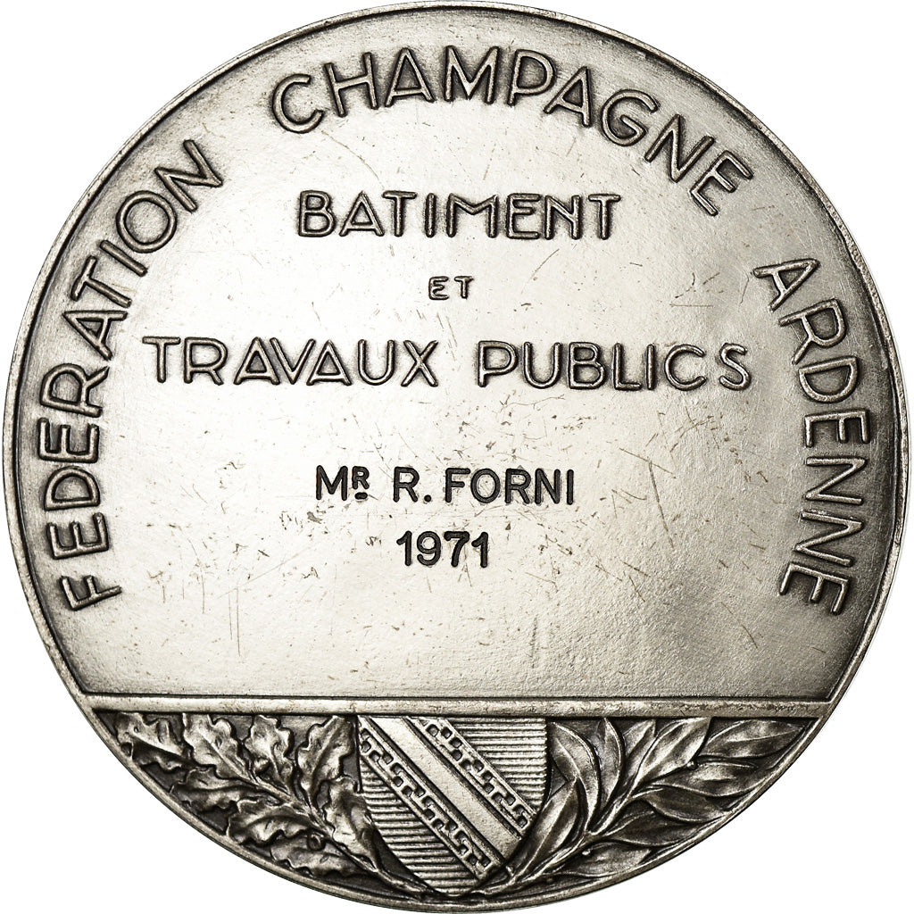 Francja, Medal, Bâtiments et Travaux Publics, Champagne Ardenne, 1971, Berton