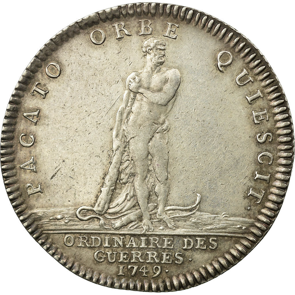 Francja, Token, Louis XV, Ordinaire des Guerres, 1749, AU(50-53), Srebro