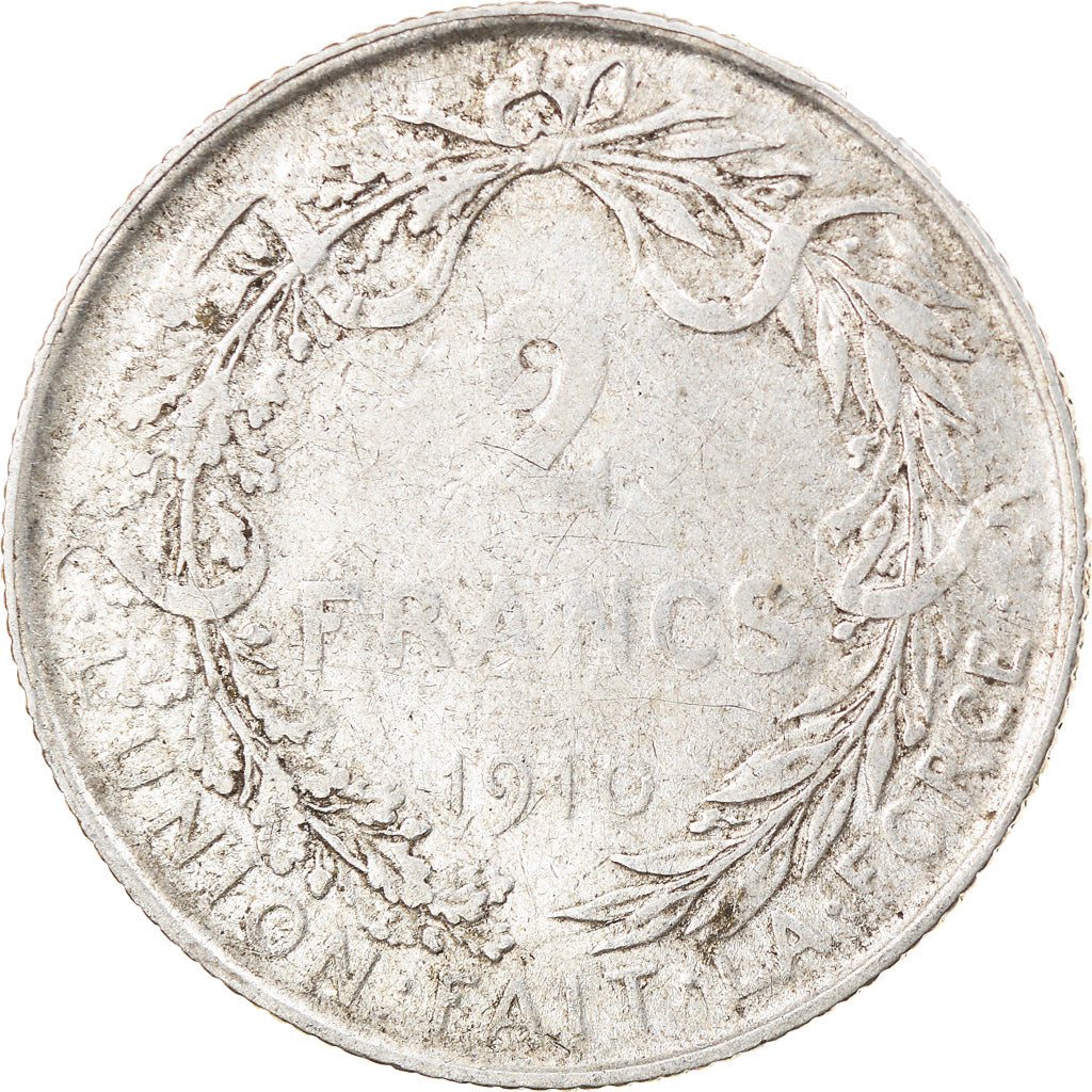 Coin, Belgium, 2 Francs, 2 Frank, 1910, VF(30-35), Silver, KM:74