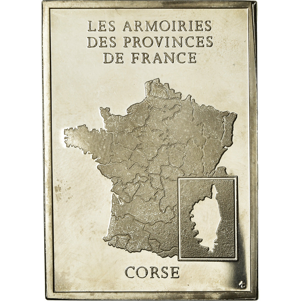 Francia, medalla, Les Armoiries des Provinces de France, Corse, 1976, EBC, Plata
