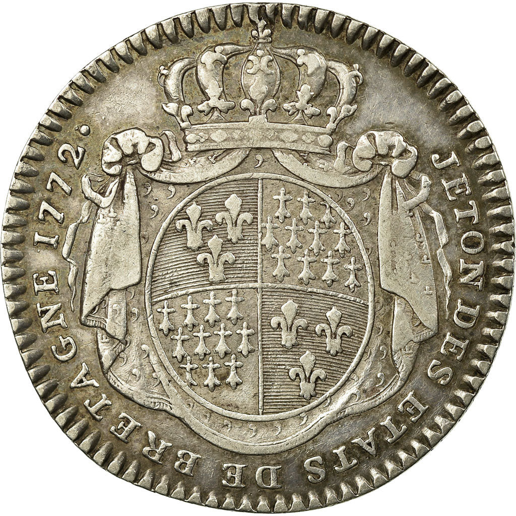 France, Jeton, Louis XV, Etats de Bretagne, Rennes, 1772, TTB, Argent
