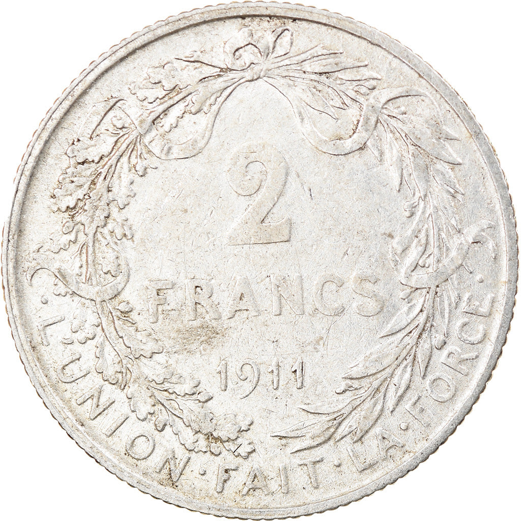 Coin, Belgium, 2 Francs, 2 Frank, 1911, EF(40-45), Silver, KM:74