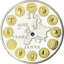 France, Medal, 10 ans de l'Euro, 2012, MS(65-70), Copper Plated Silver