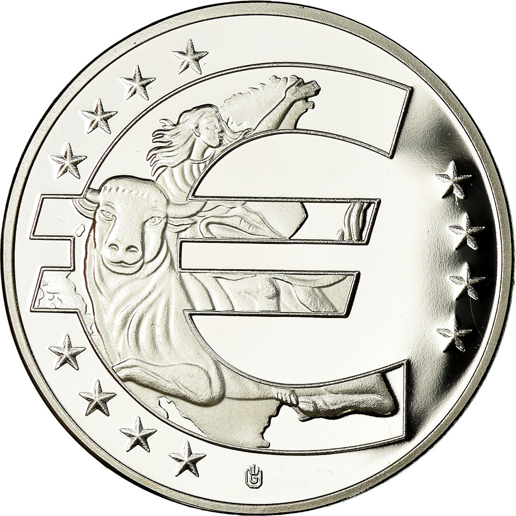 France, Medal, 10 ans de l'Euro, 2012, MS(65-70), Copper Plated Silver