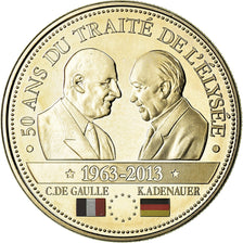 France, Medal, 50 Ans du Traité de l'Elysée, De Gaulle-Adenauer, 2013, MS(64)