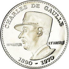 France, Medal, Cinquantenaire de La Libération, De Gaulle, 1994, MS(64), Silver