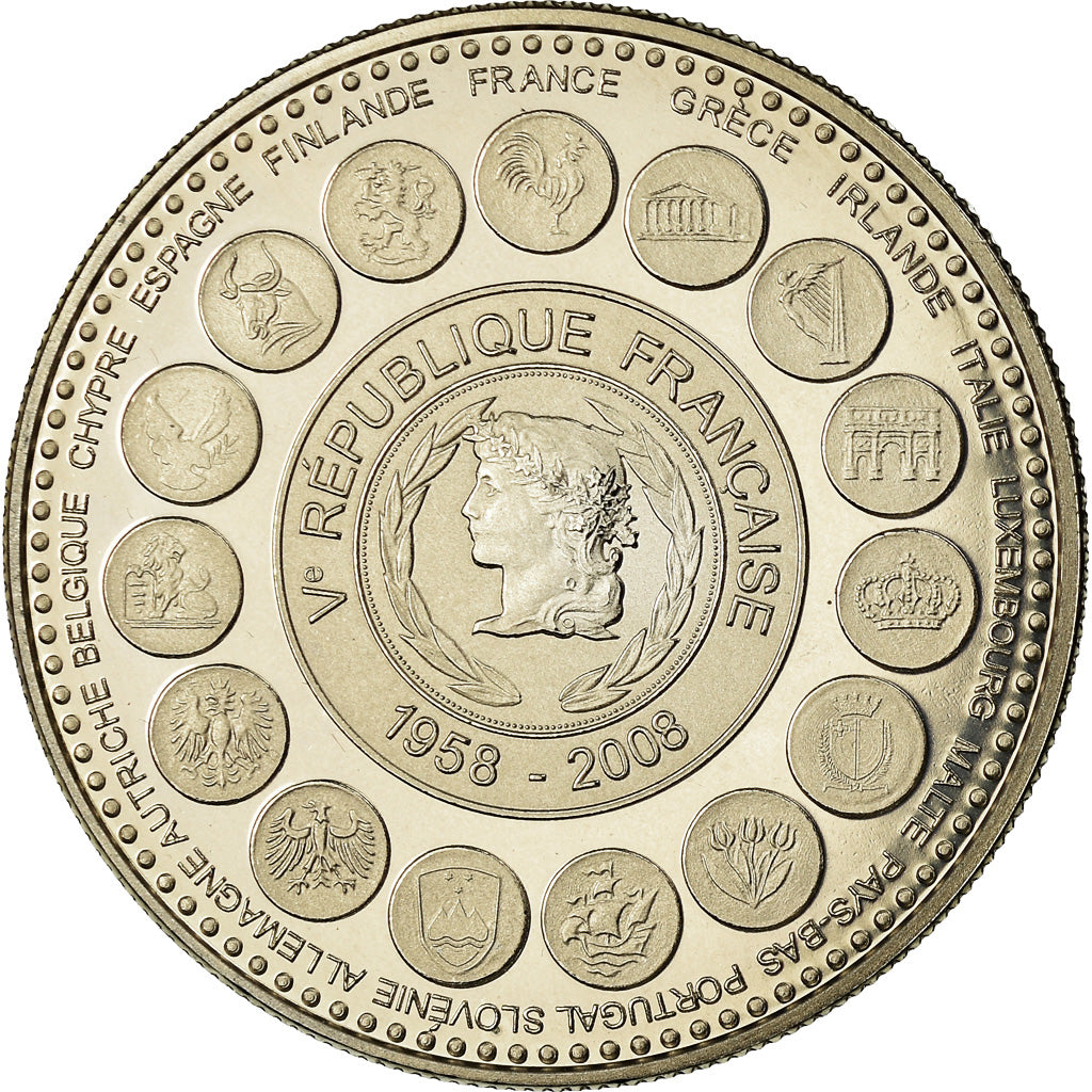 Francia, medaglia, L'Europe des XXVII, Veme République, 2008, FDC, Rame-nichel
