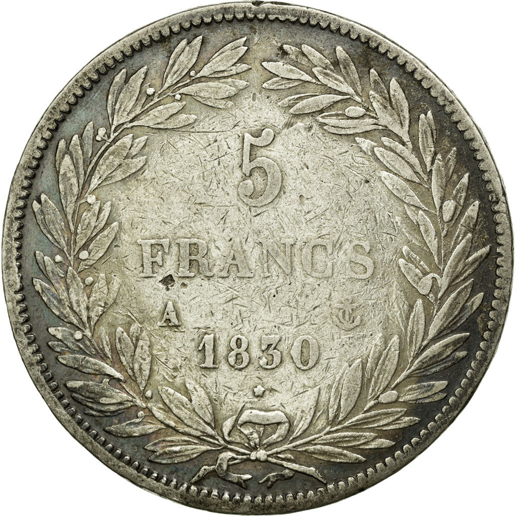 Münze, Frankreich, Louis-Philippe, 5 Francs, 1830, Paris, S+, Silber, KM:736.1
