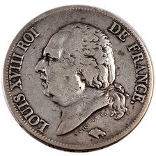 Francia, Louis XVIII, Louis XVIII, 5 Francs, 1823, Paris, MB+, Argento, KM:71...