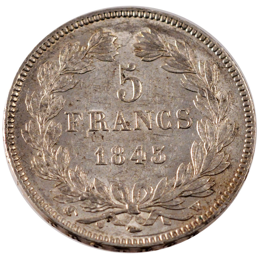 FRANCE, Louis-Philippe, 5 Francs, 1843, Lille, KM #749.13, AU(50-53), Silver,...