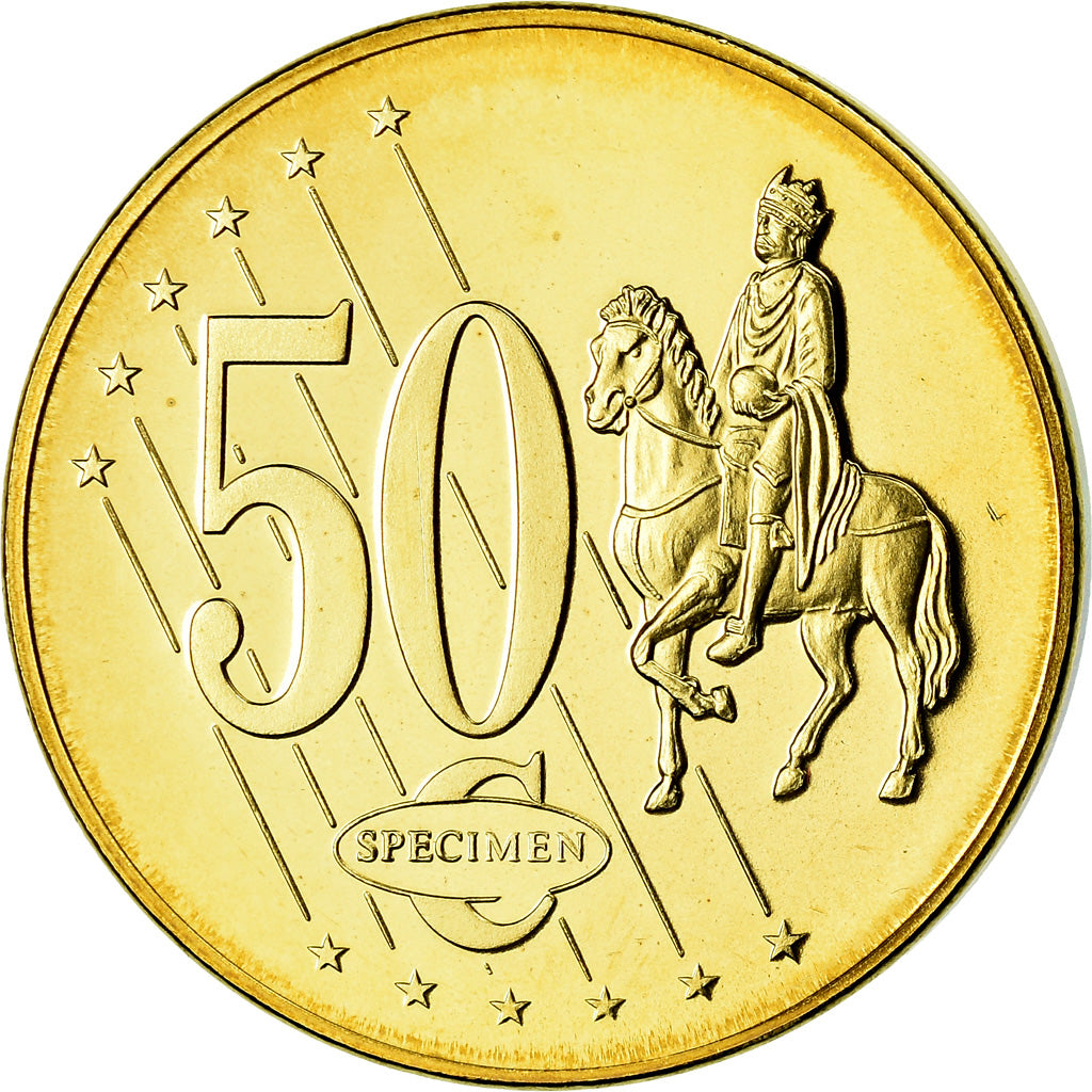 Monaco, Medaille, 50 C, Essai Trial, 2005, FDC, Copper-Nickel Gilt