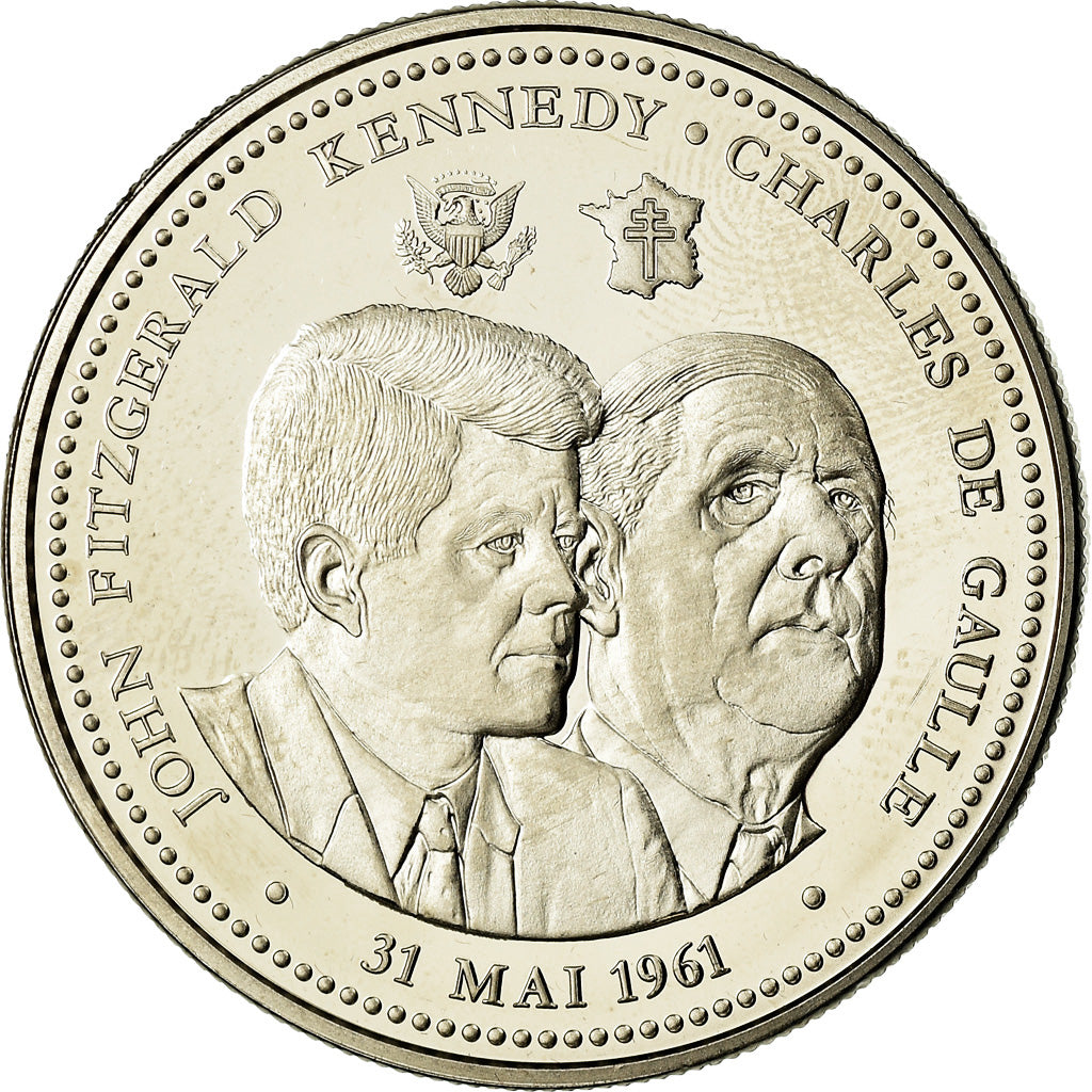 Francia, medaglia, Vème République, Fitzgérald Kennedy-De Gaulle, Politics