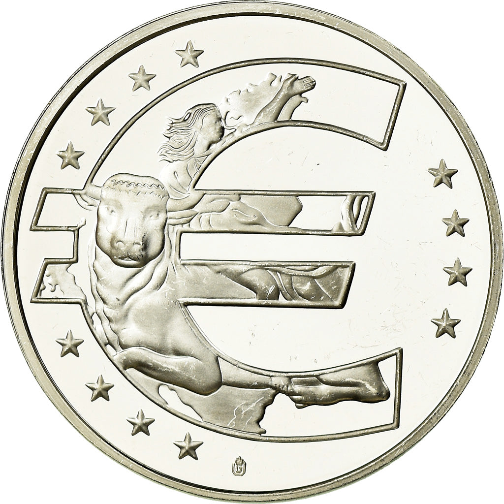 Monaco, Medal, Entrée dans l'Euro, MS(64), Copper Plated Silver