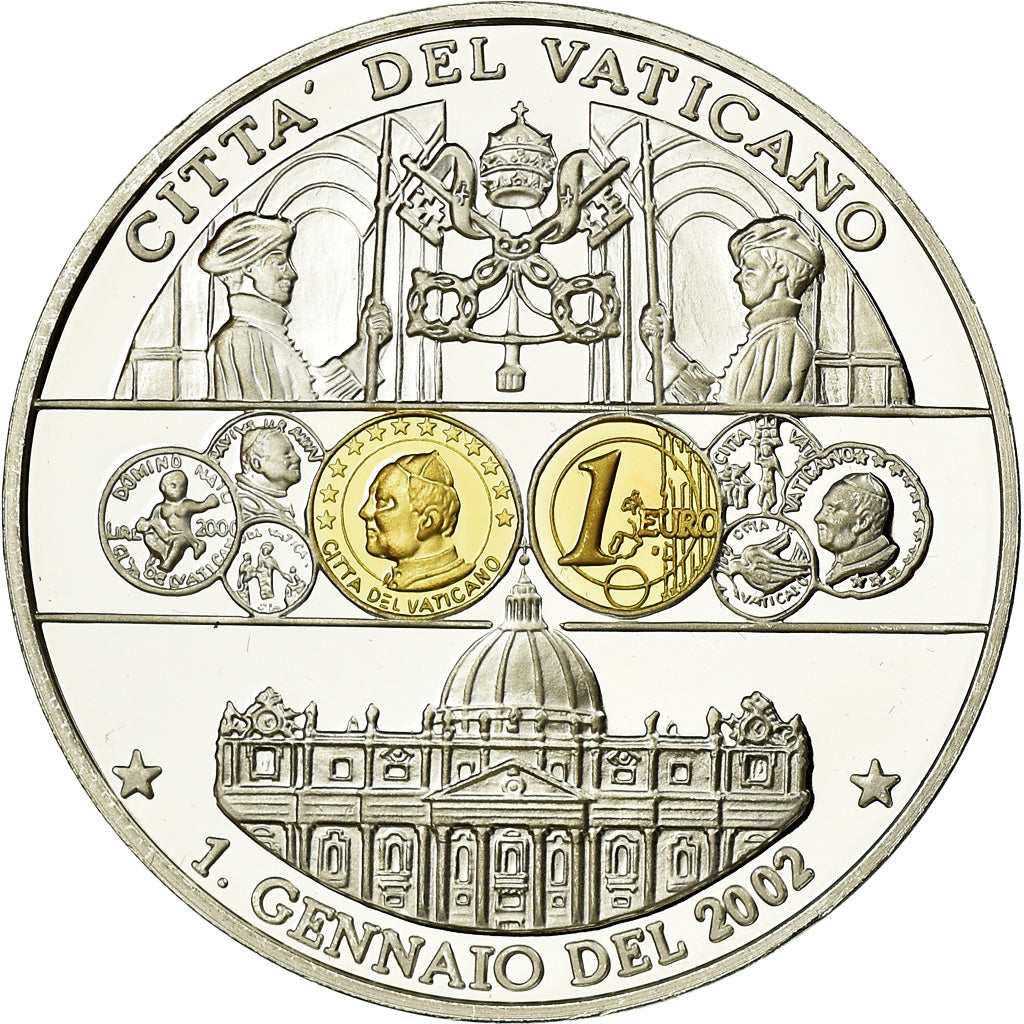 Vatican, Medal, Entrée dans l'Euro, 2002, MS(65-70), Copper Plated Silver