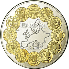 France, Medal, L'Europe, 2002, MS(64), Copper Plated Silver