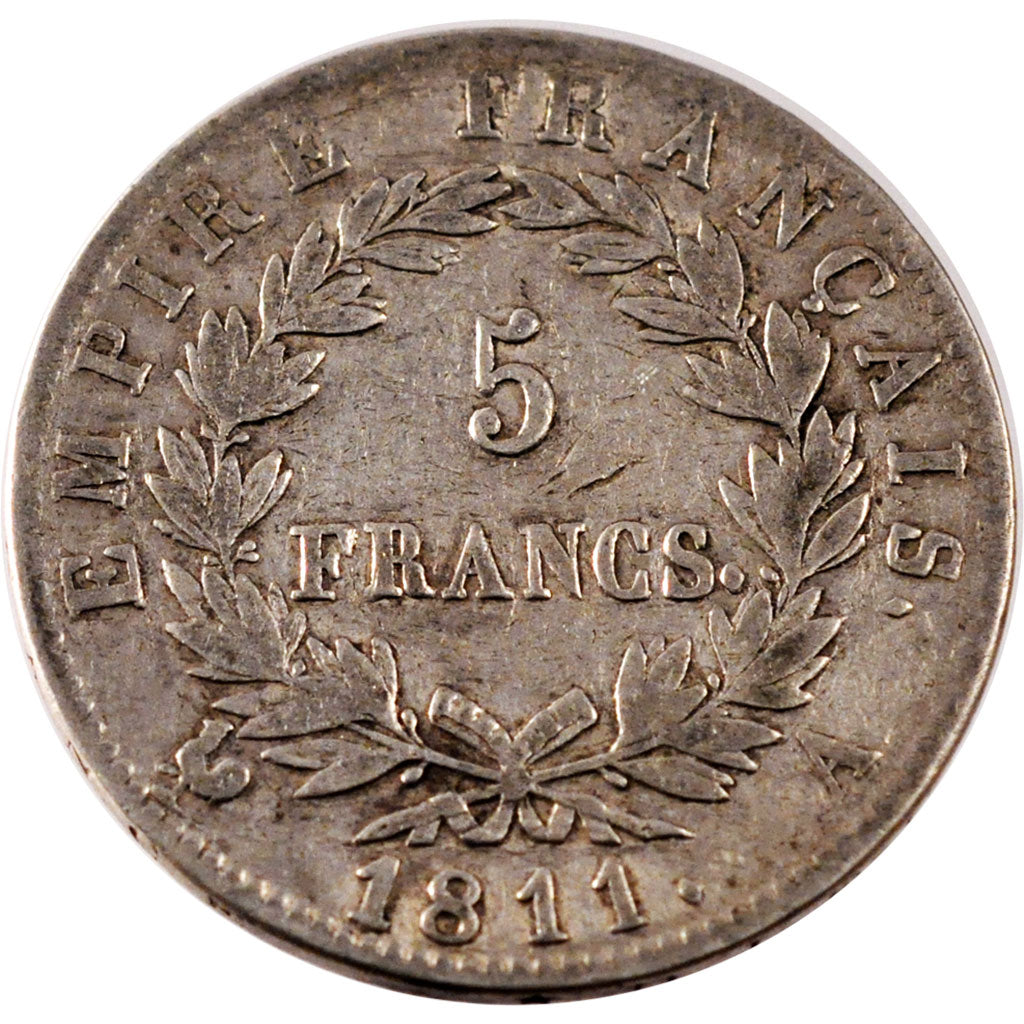 FRANCE, Napoléon I, 5 Francs, 1811, Paris, KM #694.1, VF(30-35), Silver, Gadoury