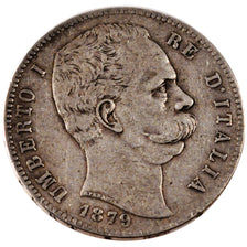 ITALY, 5 Lire, 1879, Rome, KM #20, EF(40-45), Silver, 24.90