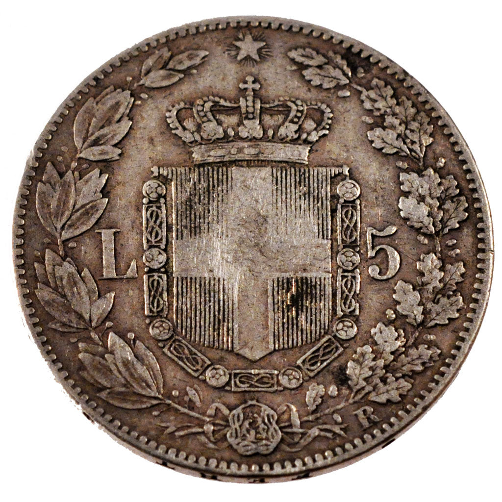 ITALY, 5 Lire, 1879, Rome, KM #20, EF(40-45), Silver, 24.90