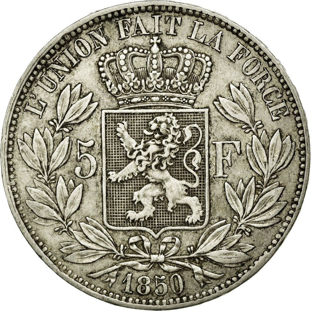 Coin, Belgium, Leopold I, 5 Francs, 5 Frank, 1850, EF(40-45), Silver, KM:17