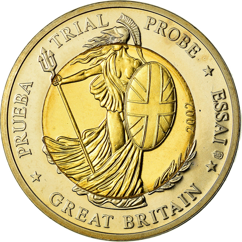 Grã-Bretanha, Medal, 2 E, Essai-Trial, 2002, MS(65-70), Bimetálico