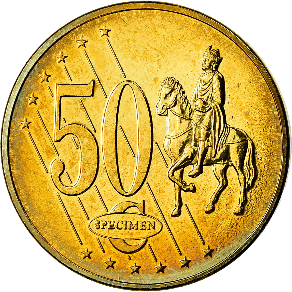 Grã-Bretanha, Medal, 50 C, Essai Trial, 2002, MS(65-70), Cobre-Níquel Dourado