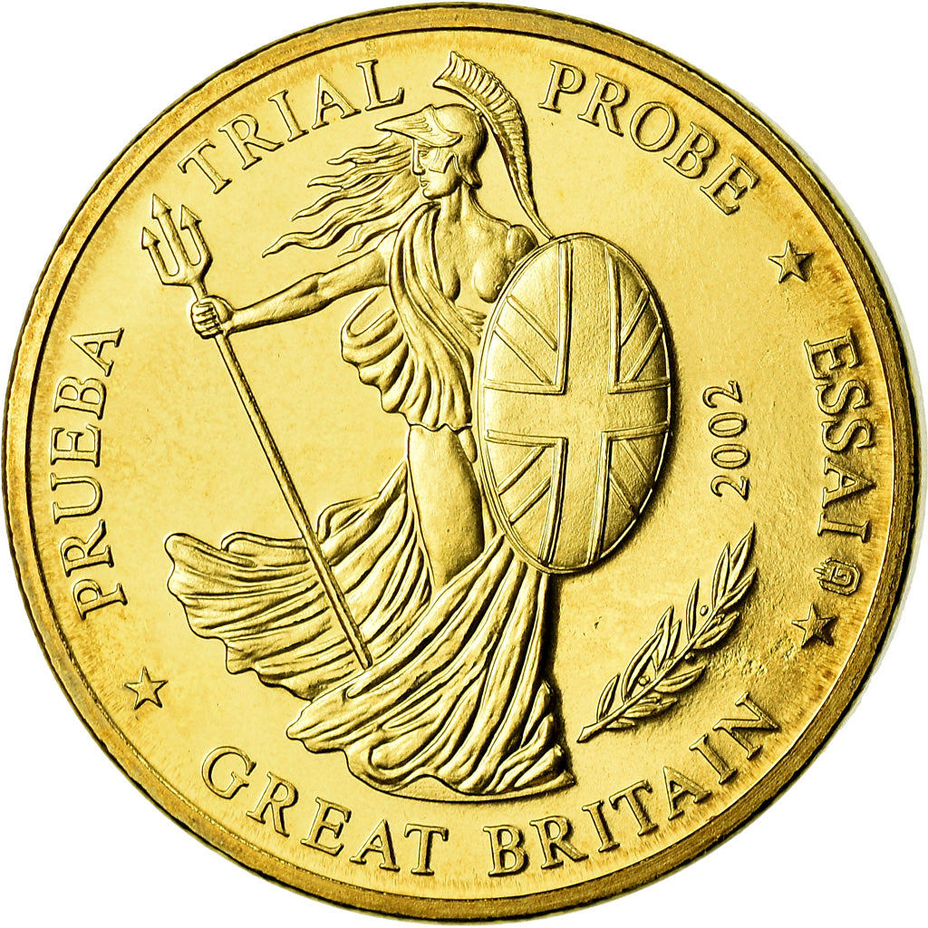 Great Britain, Medal, 20 C, Essai-Trial, 2002, MS(65-70), Copper-Nickel Gilt