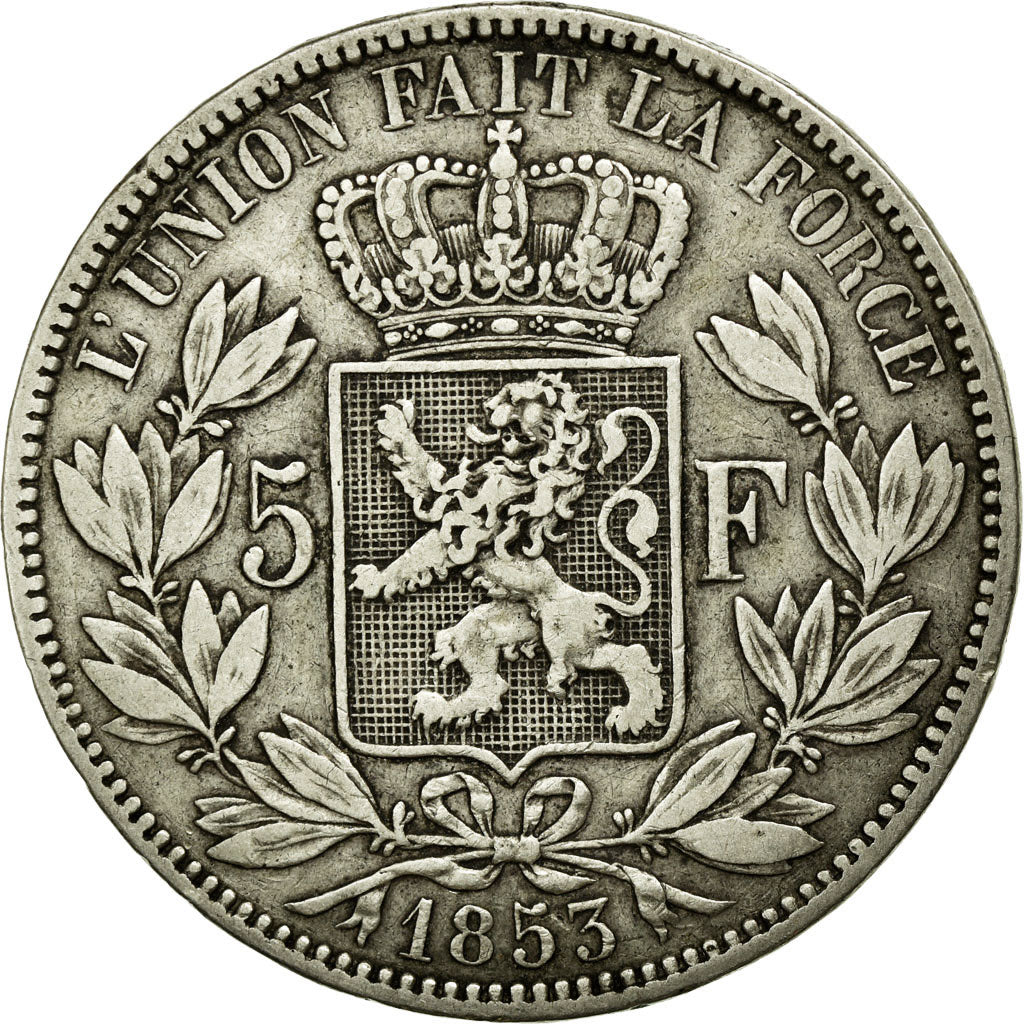 Coin, Belgium, Leopold I, 5 Francs, 5 Frank, 1853, EF(40-45), Silver