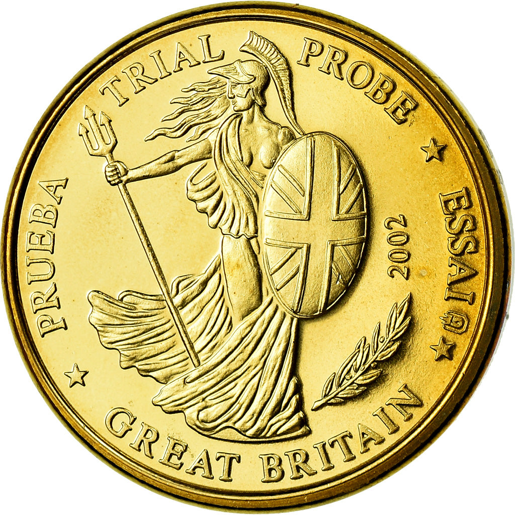 Grã-Bretanha, Medal, 10 C, Essai-Trial, 2002, MS(65-70), Cobre-Níquel Dourado