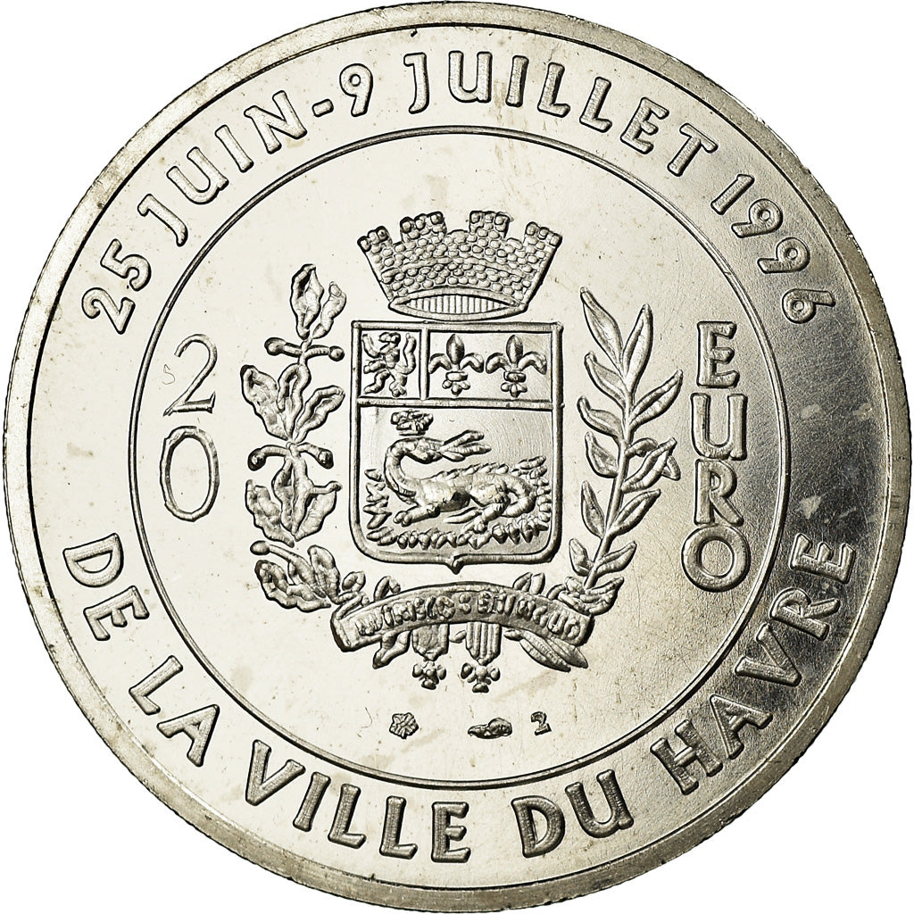 France, Medal, 20 Euro, Ville du Havre, Pont de Normandie, 1996, MS(65-70)