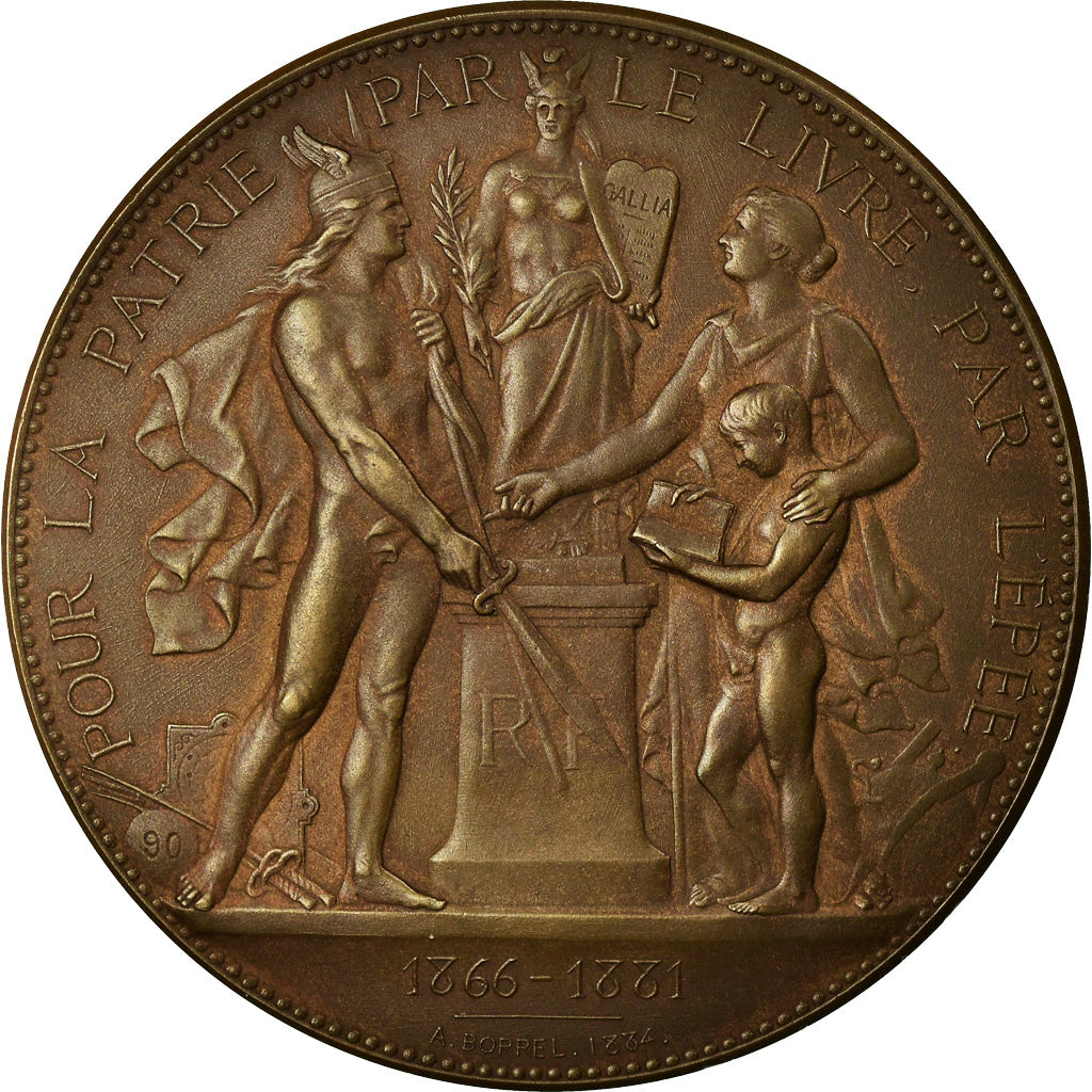France, Medal, Education, Ligue Française de l'Enseignement, 1881, Borrel.A