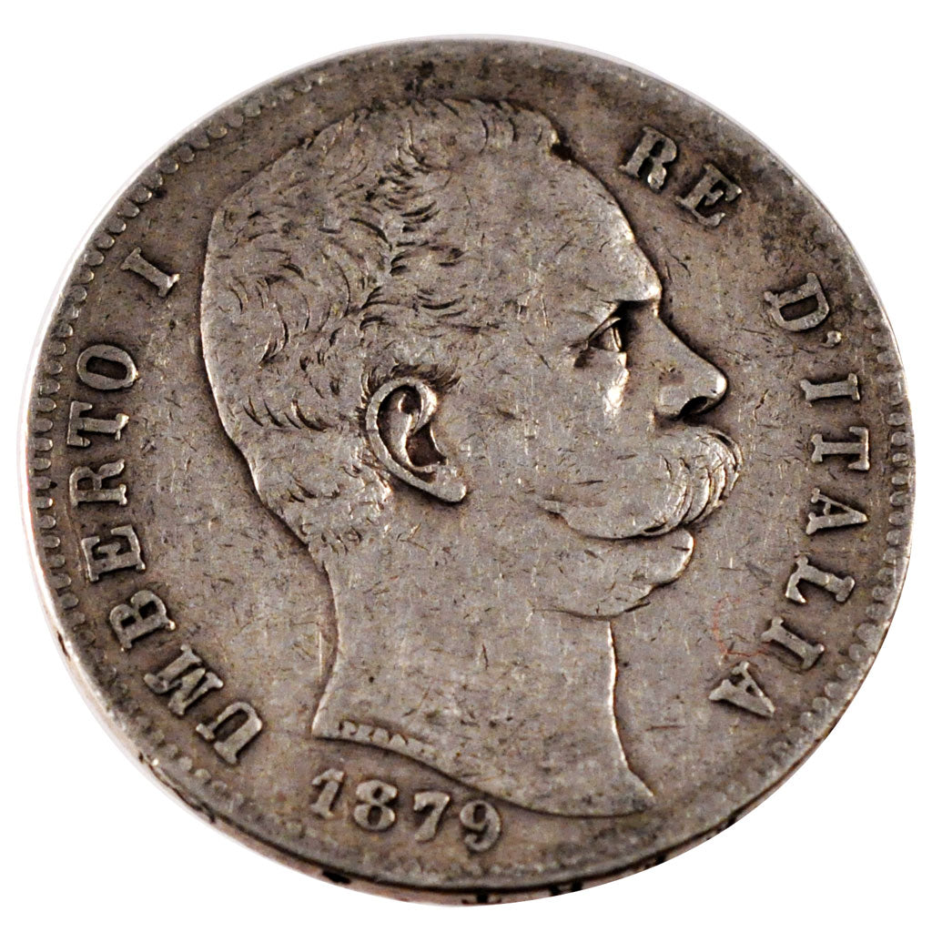 ITALY, 5 Lire, 1879, Rome, KM #20, VF(30-35), Silver, 24.72